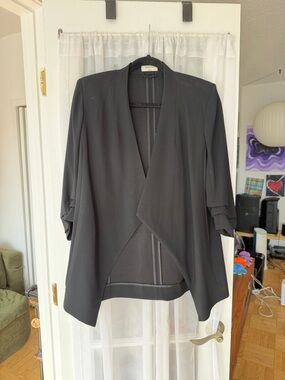 Babaton Black Draped Open-Front Blazer